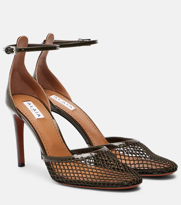  Alaia Alaã¯a 90 Mesh And Patent Leather Pumps 