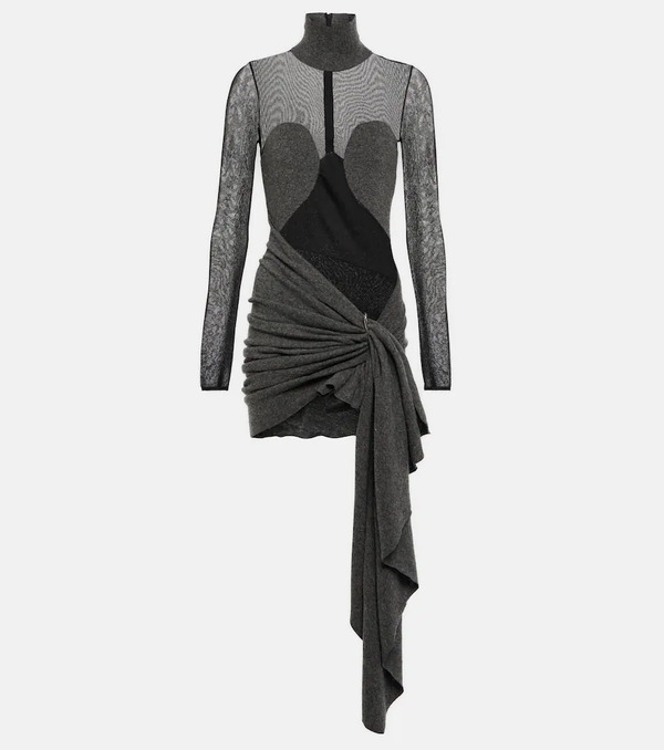  Alaia Alaã¯a Mesh And Wool Draped Minidress 