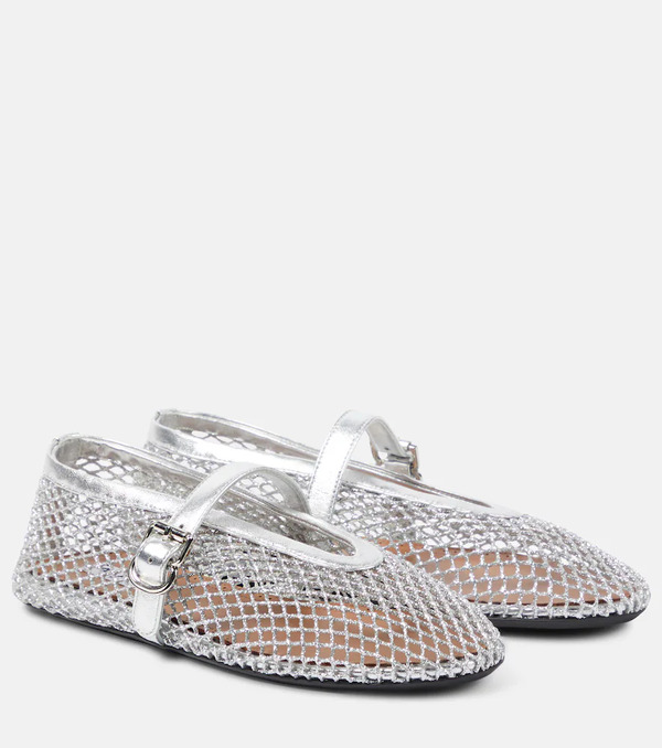  Alaia Alaã¯a Metallic Fishnet Mary Jane Flats 