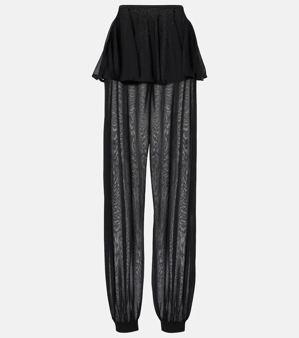  Alaia Alaã¯a Mid-rise Semi-sheer Wide-leg Pants 