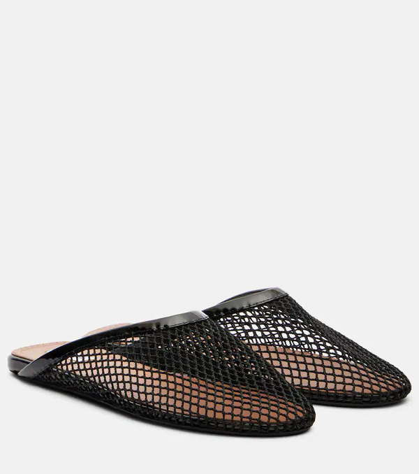  Alaia Alaã¯a Patent Leather-trimmed Fishnet Mules 