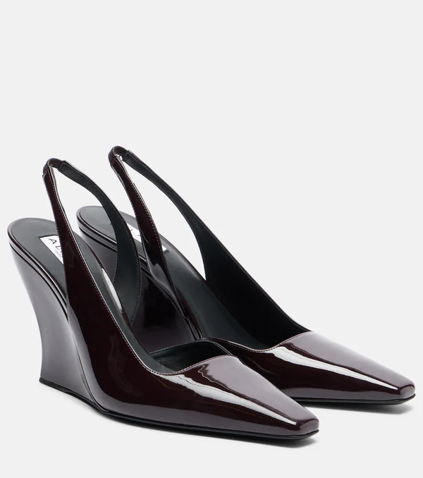  Alaia Alaã¯a Patent Leather Wedge Slingback Pumps 