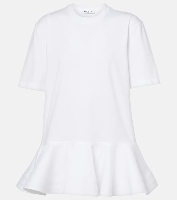  Alaia Alaã¯a Peplum Cotton Jersey T-shirt 