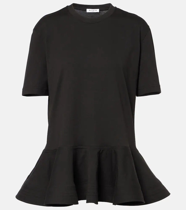  Alaia Alaã¯a Peplum Cotton Jersey T-shirt 