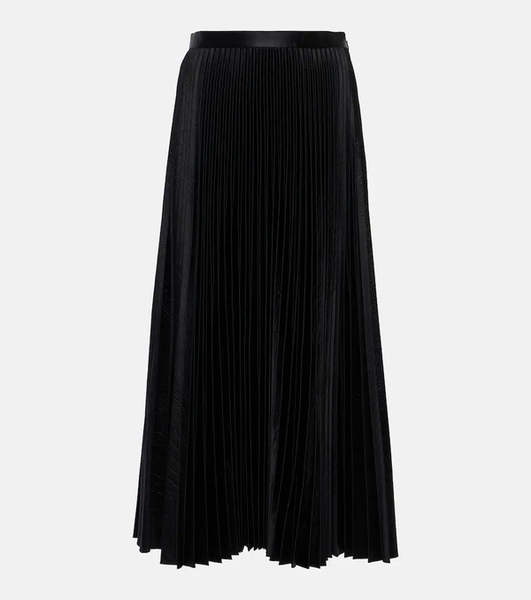 Alaia Alaã¯a Pleated Croc-effect Satin Midi Skirt 