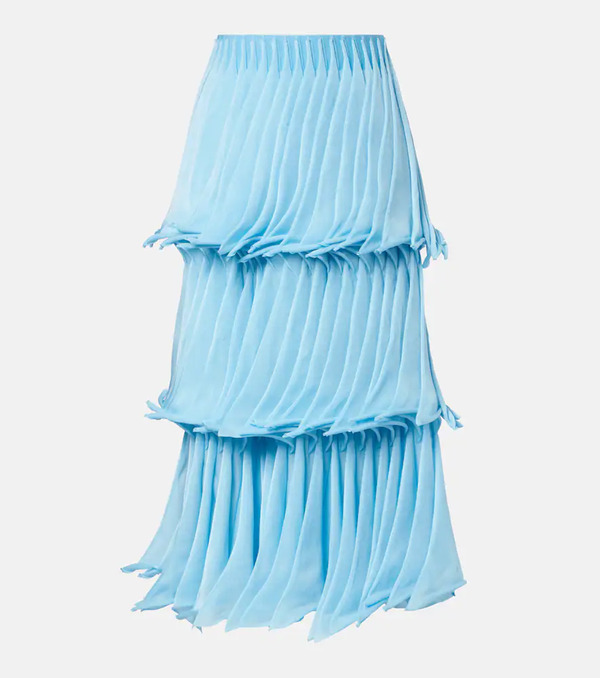  Alaia Alaã¯a Pleated Tiered Maxi Skirt 