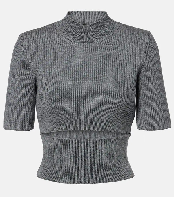  Alaia Alaã¯a Ribbed-knit Cutout Wool-blend Top 
