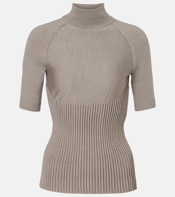  Alaia Alaã¯a Ribbed-knit Turtleneck Wool-blend Top 