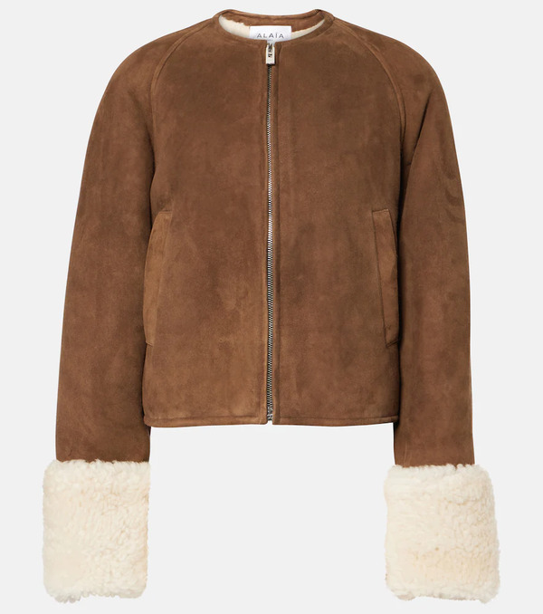  Alaia Alaã¯a Shearling-trimmed Suede Jacket 