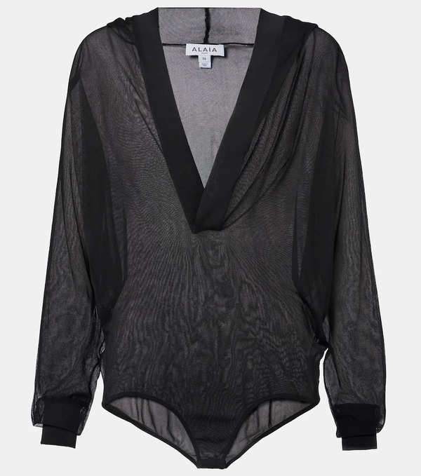  Alaia Alaã¯a Sheer Hooded Bodysuit 