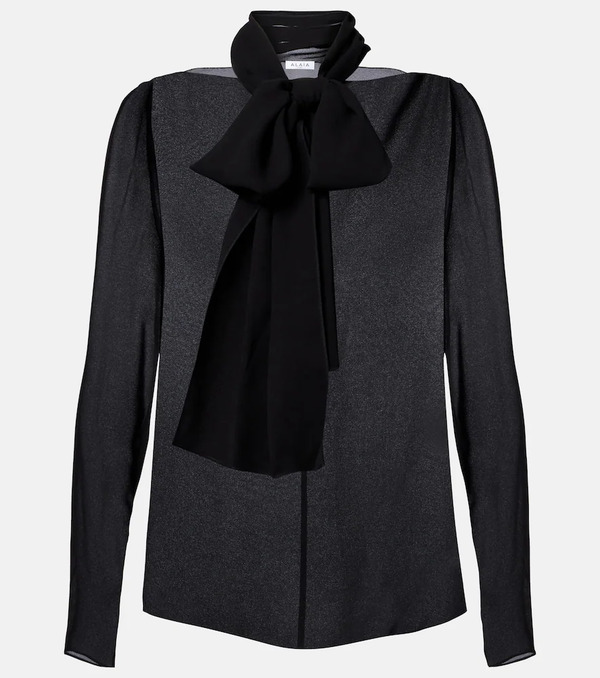  Alaia Alaã¯a Sheer Tie-neck Blouse 