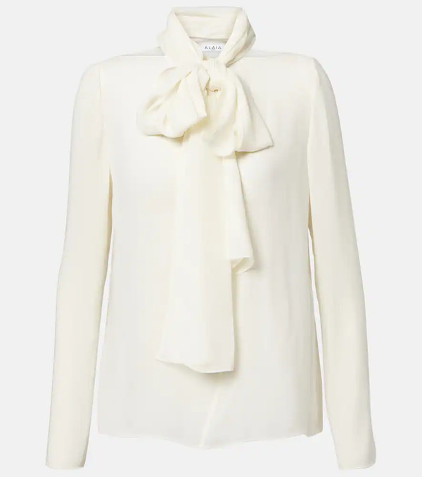  Alaia Alaã¯a Sheer Tie-neck Blouse 