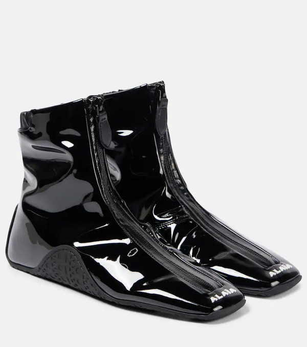  Alaia Alaã¯a Sneaker Faux Patent Leather Ankle Boots 
