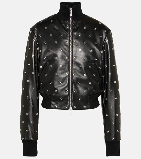  Alaia Alaã¯a Studded Leather Bomber Jacket 