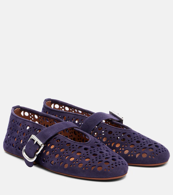  Alaia Alaã¯a Vienne Suede Ballet Flats 