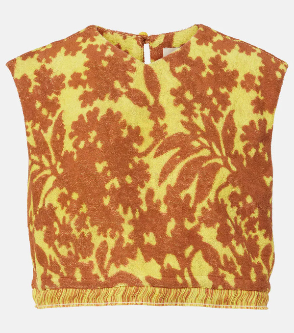  Alemais Alã©mais Amarillo Printed Cotton-blend Crop Top 