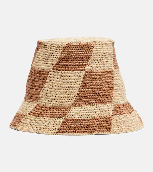 Alemais Alã©mais Checked Raffia Bucket Hat 