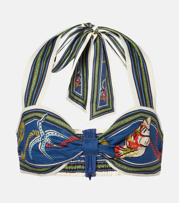  Alemais Alã©mais Cove Printed Linen Bra Top 