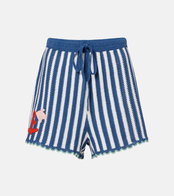  Alemais Alã©mais Crochet Striped Cotton Shorts 