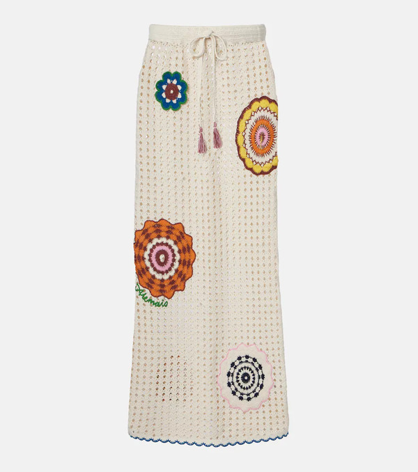  Alemais Alã©mais Elma Crochet Embroidered Cotton Maxi Skirt 