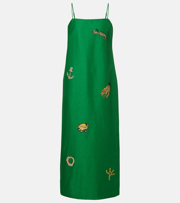  Alemais Alã©mais Embellished Printed Linen-blend Maxi Dress 