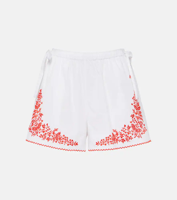  Alemais Alã©mais Hearts Embroidered Cotton Shorts 