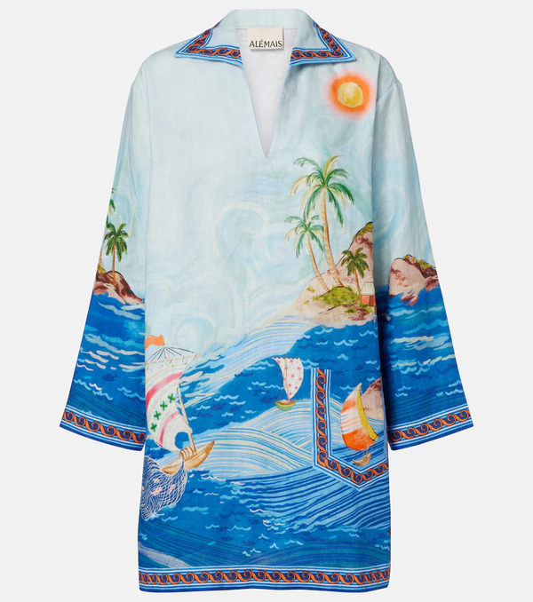  Alemais Alã©mais Island Printed Linen Minidress 