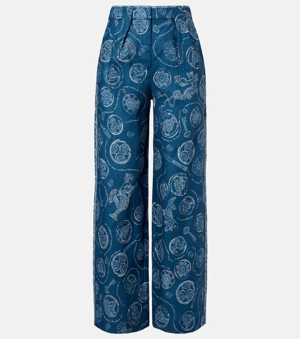  Alemais Alã©mais Lucky Printed Linen Wide-leg Pants 
