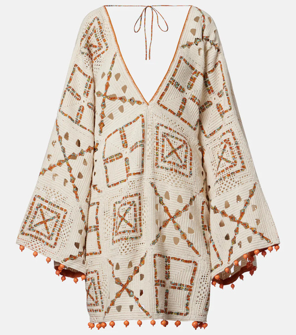  Alemais Alã©mais Marva Beaded Crochet Cotton Minidress 