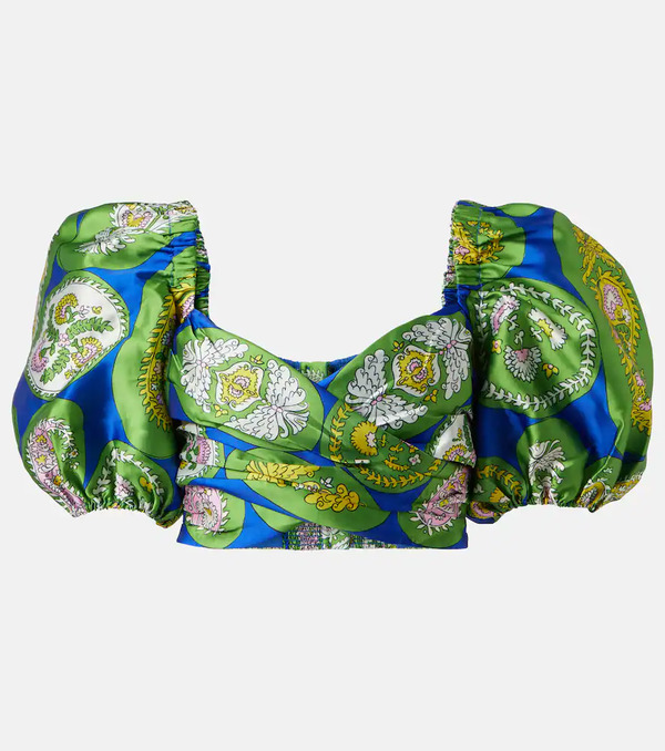  Alemais Alã©mais Printed Balloon-sleeve Cropped Top 