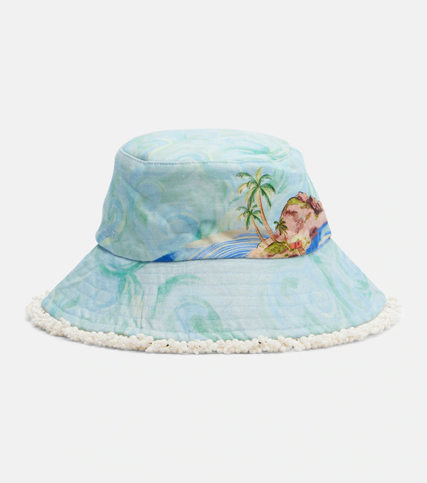  Alemais Alã©mais Printed Linen Bucket Hat 