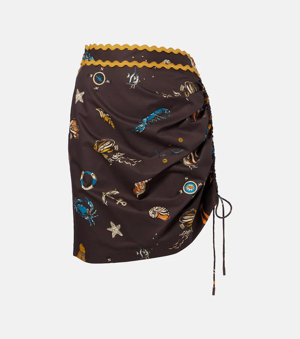  Alemais Alã©mais Printed Ruched Cotton Miniskirt 