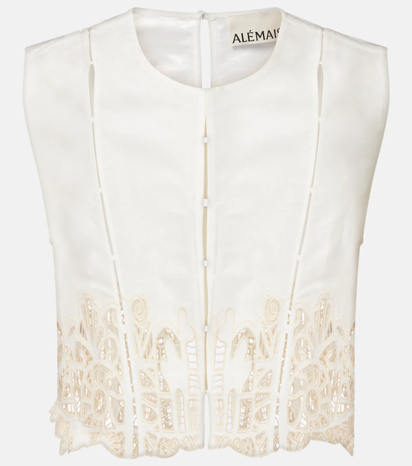  Alemais Alã©mais Rosemary Embroidered Linen-blend Top 
