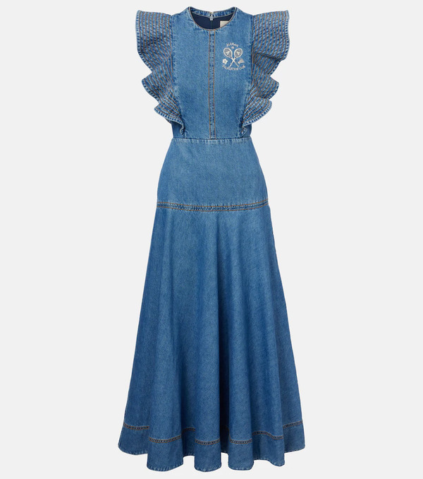  Alemais Alã©mais Stephi Ruffled Denim Maxi Dress 
