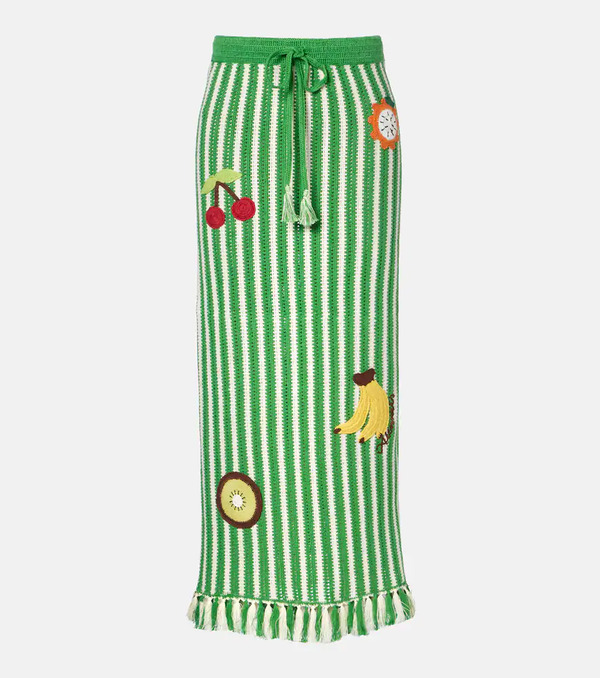 Alemais Alã©mais Sundae Crochet Embroidered Cotton Maxi Skirt 