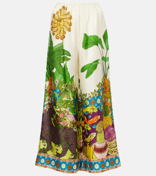  Alemais Alã©mais Tiger Silk Twill Wide-leg Pants 