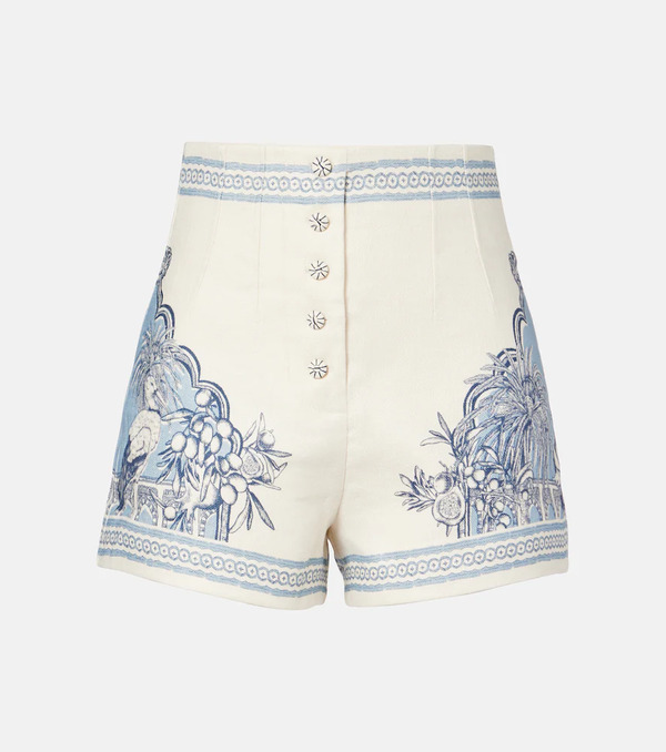  Alemais Alã©mais Villa Romantica Printed Linen Bermuda Shorts 