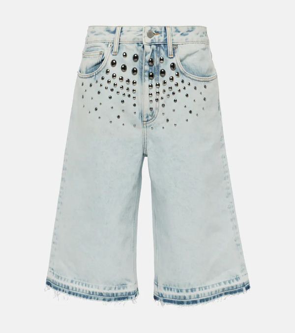  Alessandra Rich Alessandra Rich Embellished Denim Bermuda Shorts 