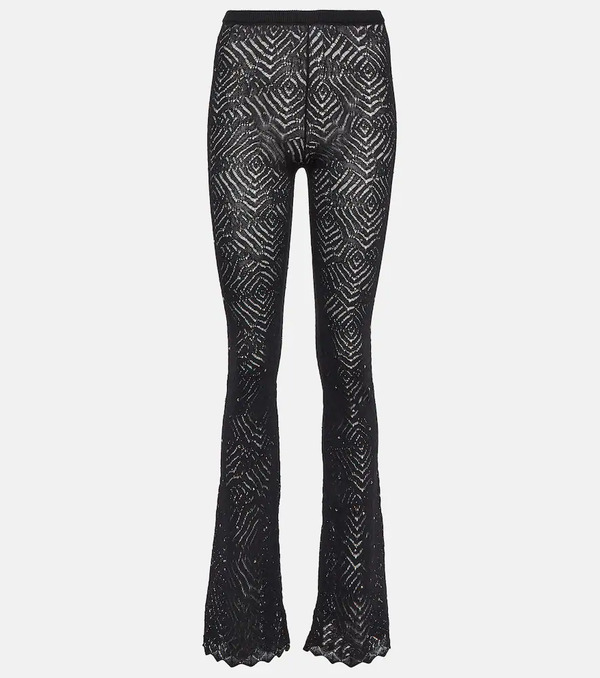  Alessandra Rich Alessandra Rich Embellished High-rise Flared Lace Pants 