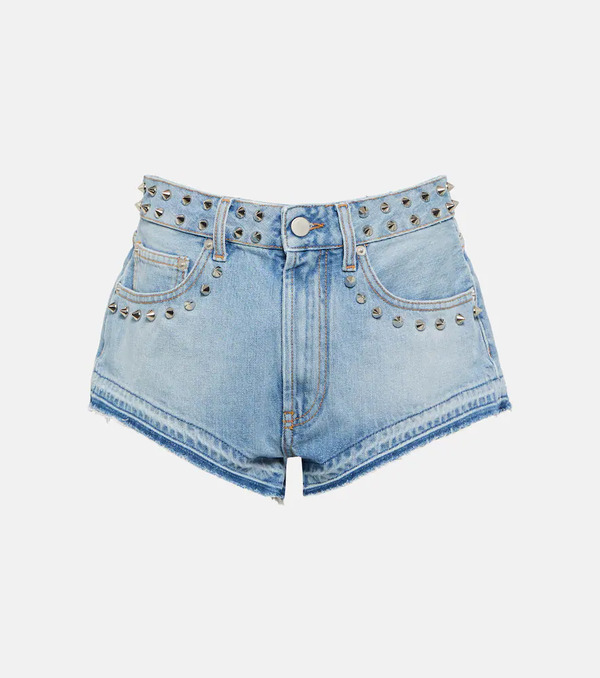  Alessandra Rich Alessandra Rich Embellished Mid-rise Denim Shorts 