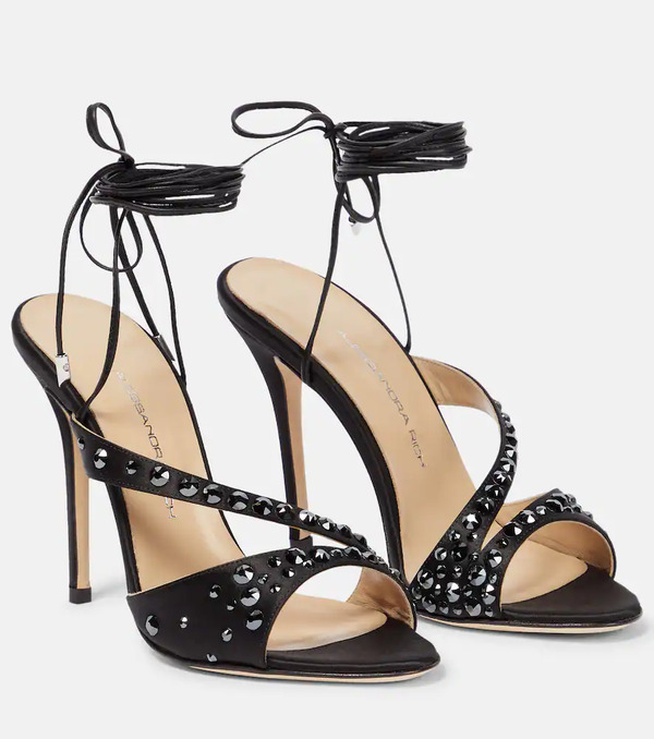  Alessandra Rich Alessandra Rich Embellished Silk Satin Sandals 