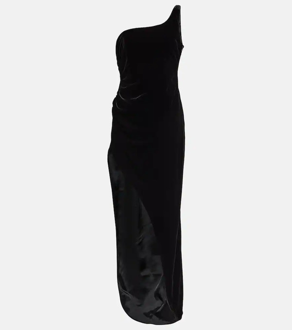  Alessandra Rich Alessandra Rich One-shoulder Velvet Maxi Dress 