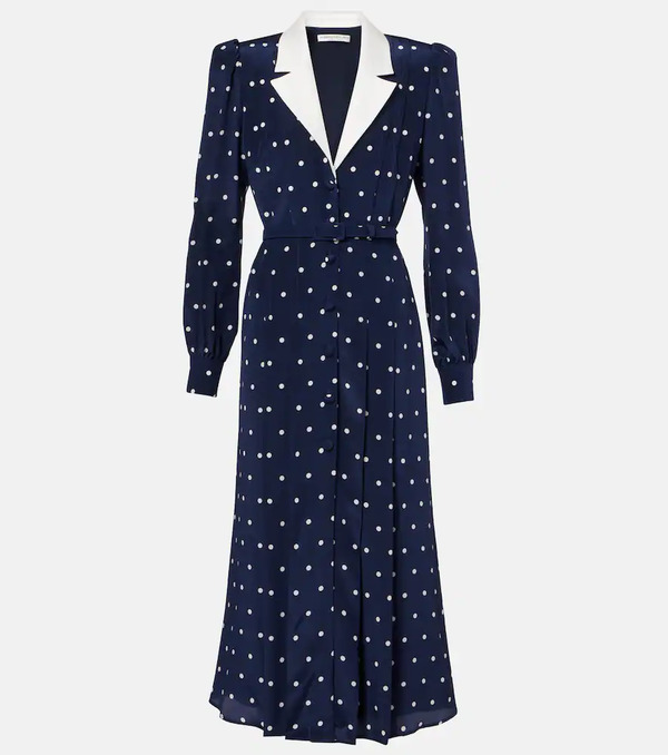  Alessandra Rich Alessandra Rich Polka-dot Silk Satin Shirt Dress 