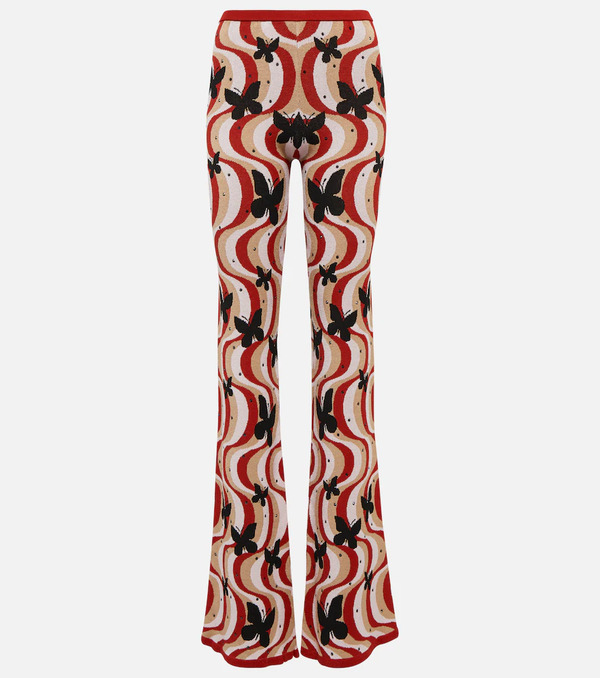  Alessandra Rich Alessandra Rich Printed High-rise Flare Pants 