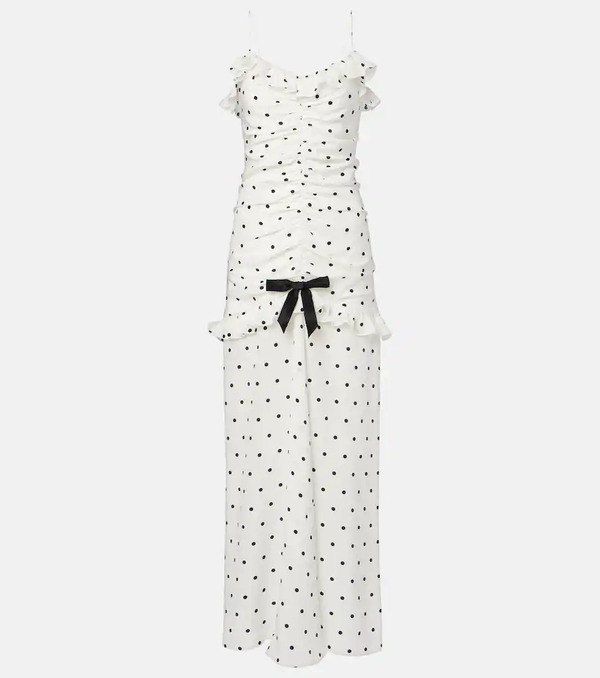  Alessandra Rich Alessandra Rich Ruched Polka-dot Silk Maxi Dress 