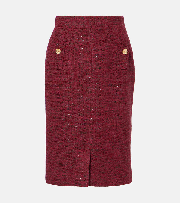  Alessandra Rich Alessandra Rich Sequined Tweed Pencil Skirt 