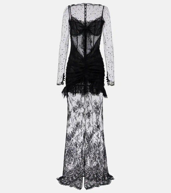  Alessandra Rich Alessandra Rich Sheer Cotton-blend Lace Gown 