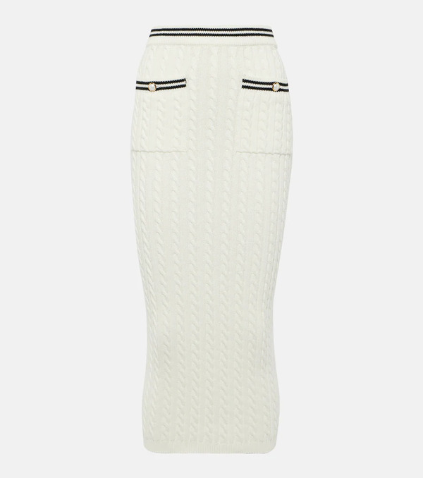  Alessandra Rich Alessandra Rich Striped Cable-knit Cotton Midi Skirt 