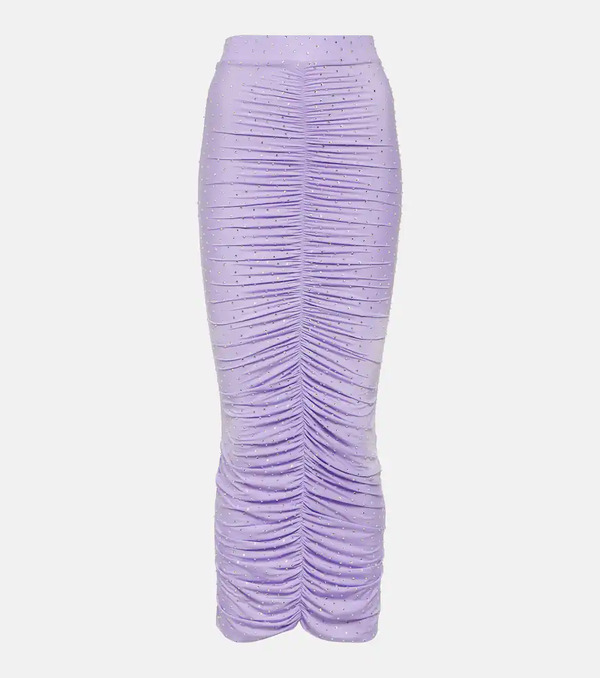  Alex Perry Alex Perry Crystal-embellished Ruched Midi Skirt 