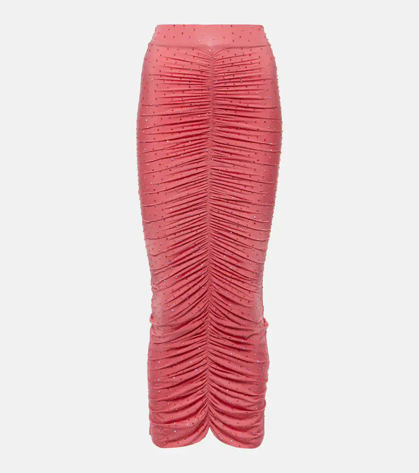  Alex Perry Alex Perry Embellished Ruched Jersey Maxi Skirt 